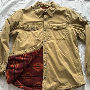 Men's Tan Eddie Bauer Jacket with Red Fleece Lining